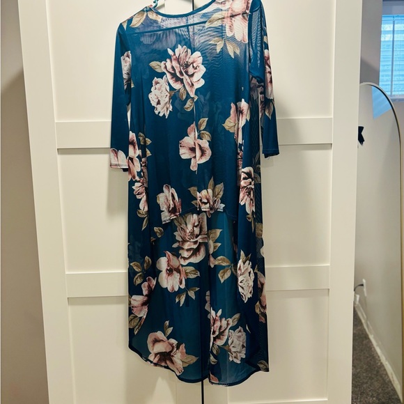 Floral Shear Teal Shirt - Picture 1 of 1